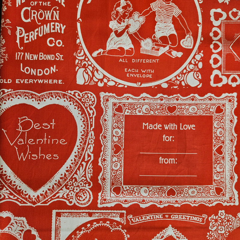 CRAFT COTTON - Riley Blake Be My Valentine Labels on Red