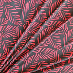 PRINTED KNIT - Red Leaves on Charcoal
