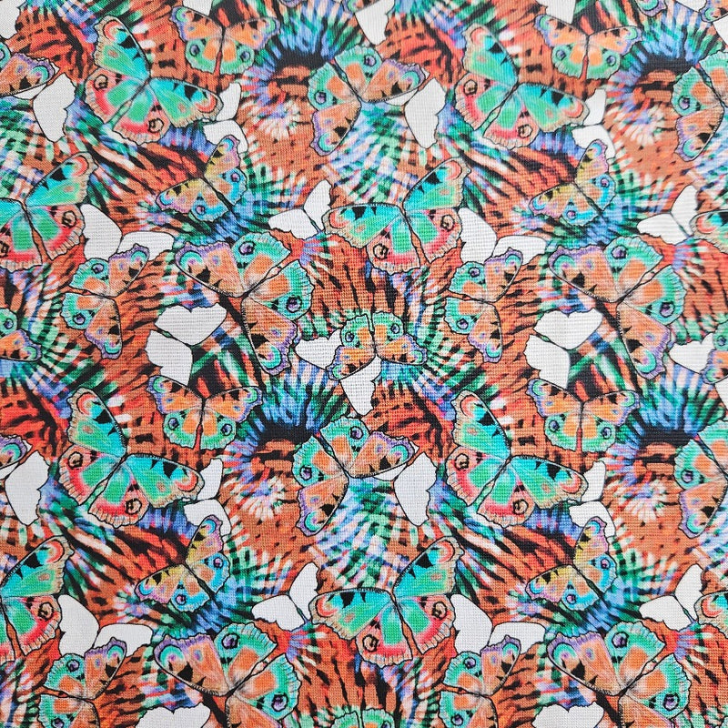 CRAFT COTTON - Butterfly Kaleidoscope - Orange & Green