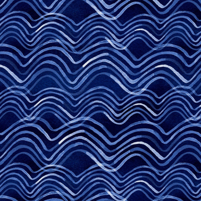 CRAFT COTTON - By the Sea – Waves Navy