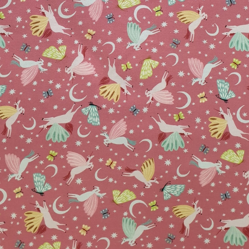 CRAFT COTTON -Mystical Kingdom – Unicorns and Butterflies – Dusty Pink