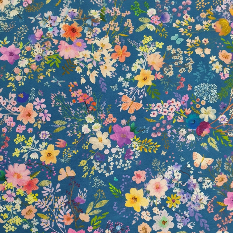 CRAFT COTTON - Unicorn Meadow – Floral Blue