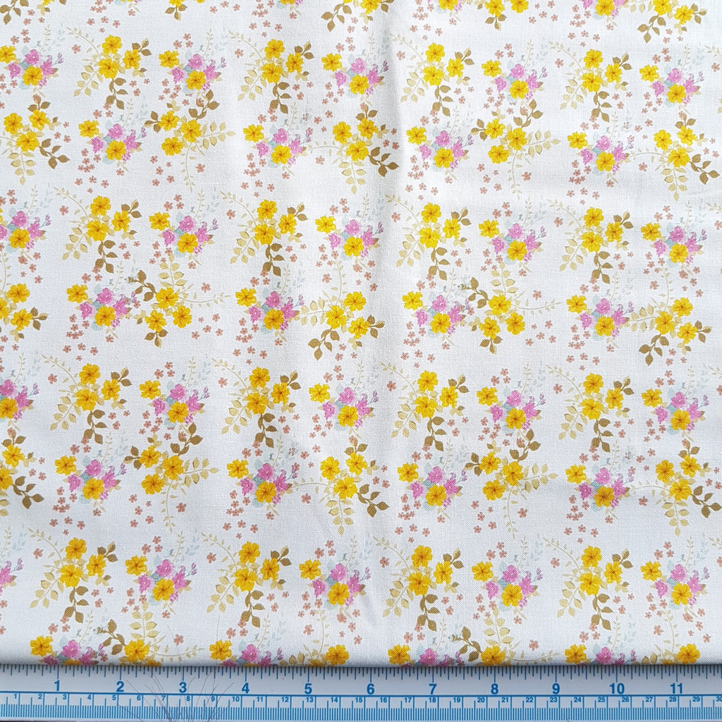 CRAFT COTTON - 5D-5 - Zenia Florals Yellow & Pink